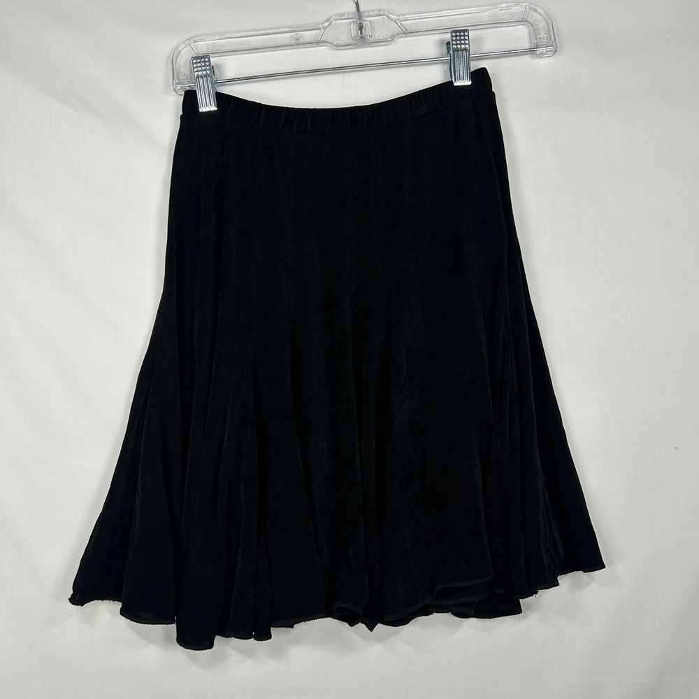 Vintage 90s Capezio Black Slinky Knit Flared Dance Skirt Made in USA Size Small